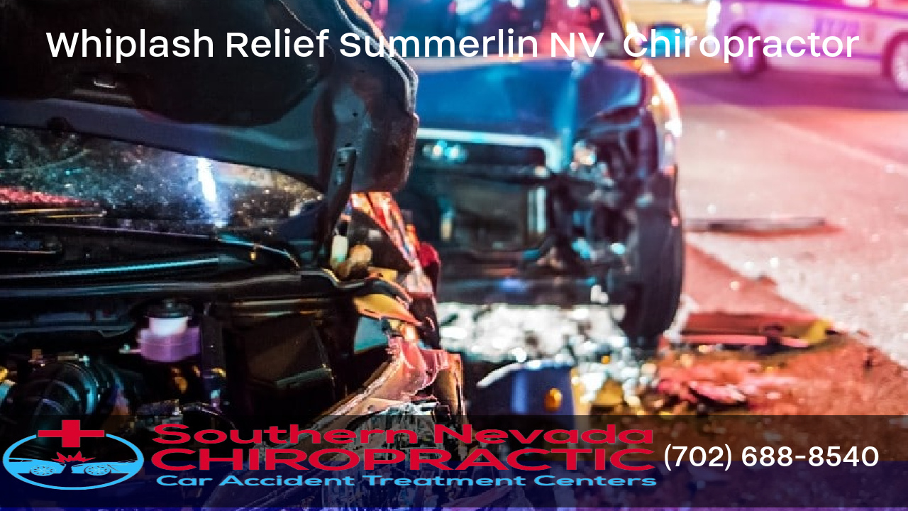 Graphic stating Summerlin NV Car Collision Whiplash Chiropractior Dr. Michael Reiss.
