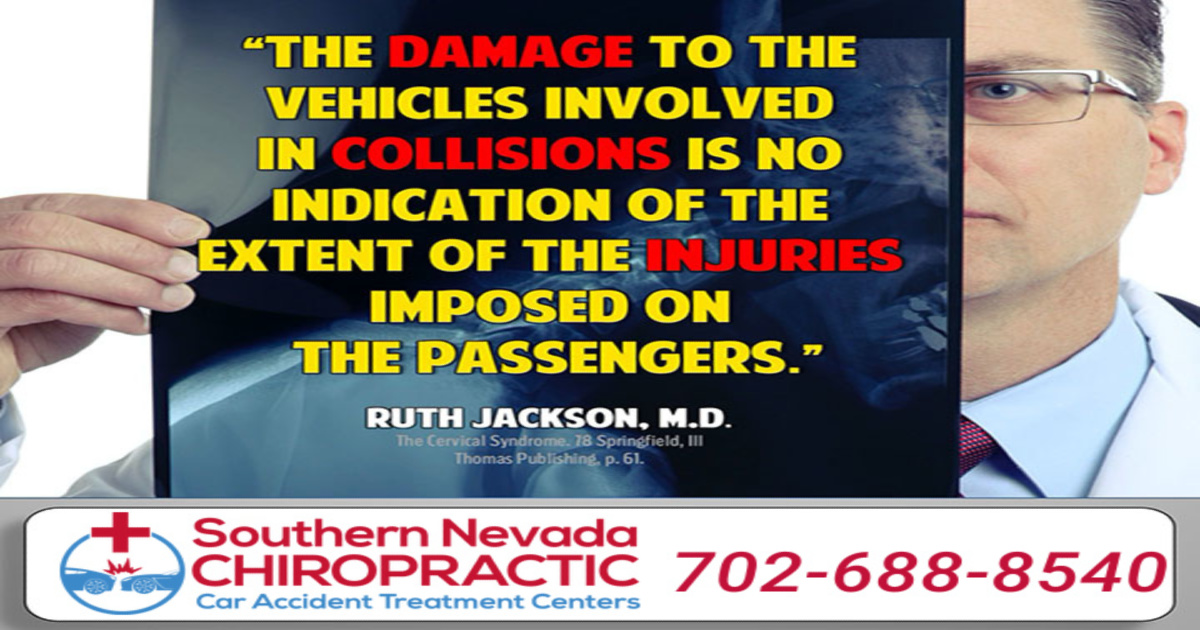 Image of X-ray with Overlay text Las Vegas Chiropractor After Car Accident Injury