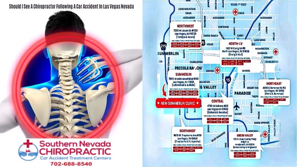 Image of map of Las Vegas and Henderson Nevada Car Accident injury chiropractic clinics